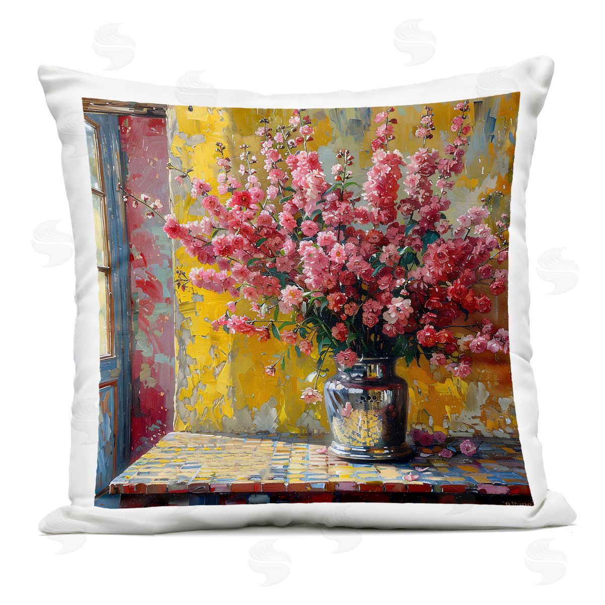 Creative Studio Full Pink Flower Display Outdoor Printed Pillow