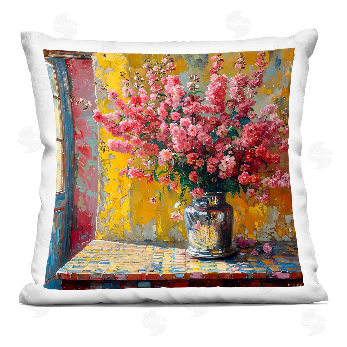 Creative Studio Full Pink Flower Display Indoor Printed Pillow Art