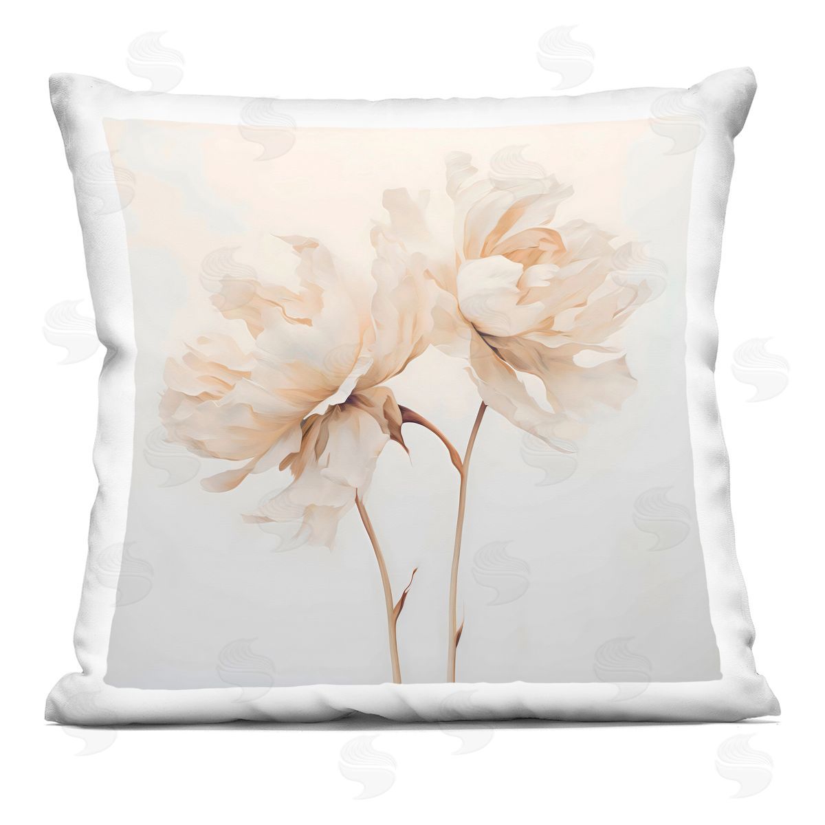 Creative Studio Soft Blooming White Peonies Indoor Printed Throw Pillow