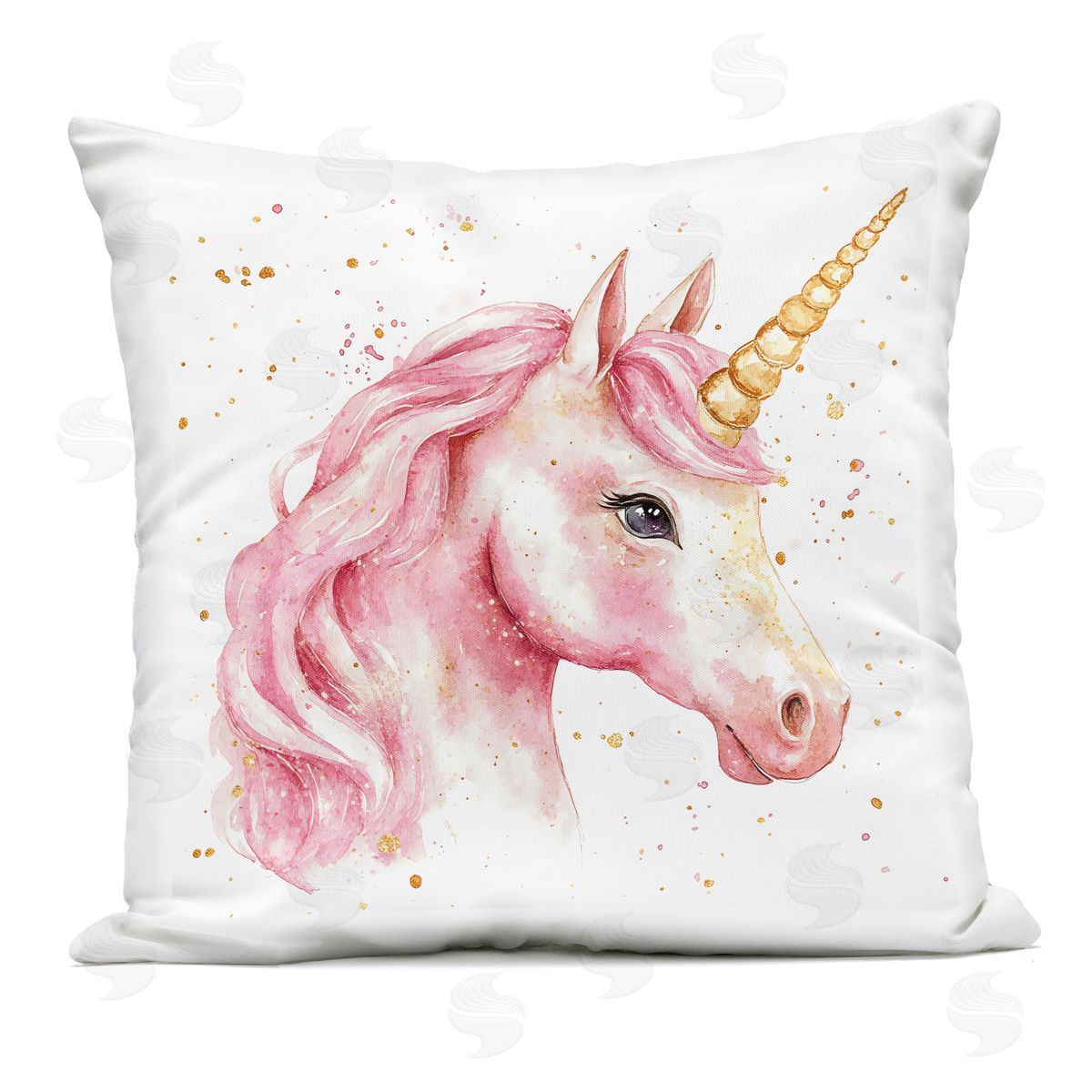 Creative Studio Pink Unicorn with Paint Splatter Outdoor Printed Throw Pillow