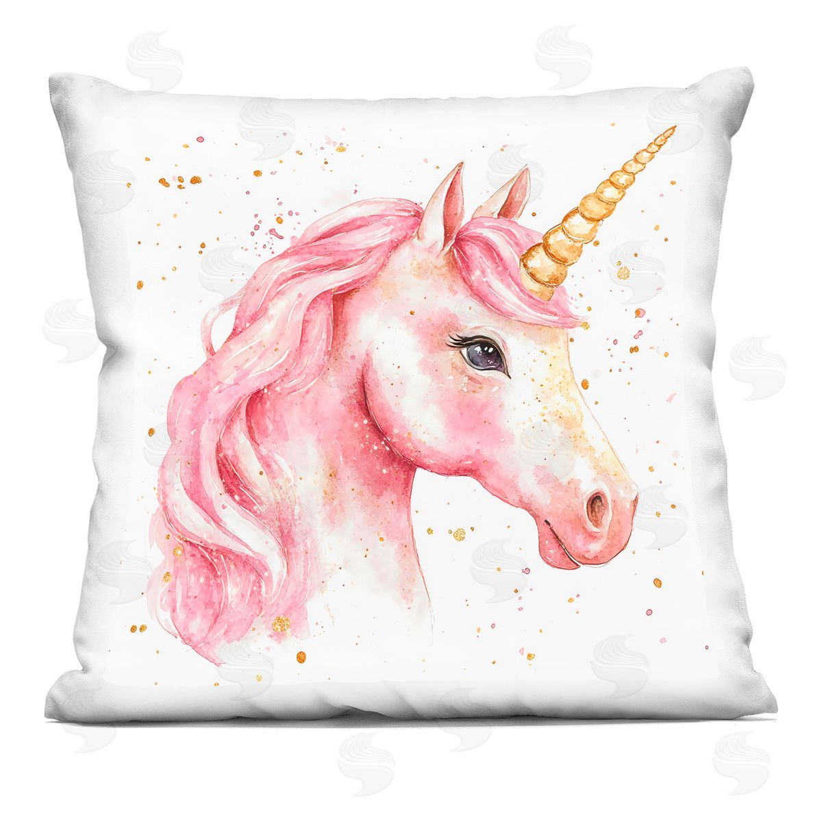 Creative Studio Pink Unicorn with Paint Splatter Indoor Printed Throw Pillow