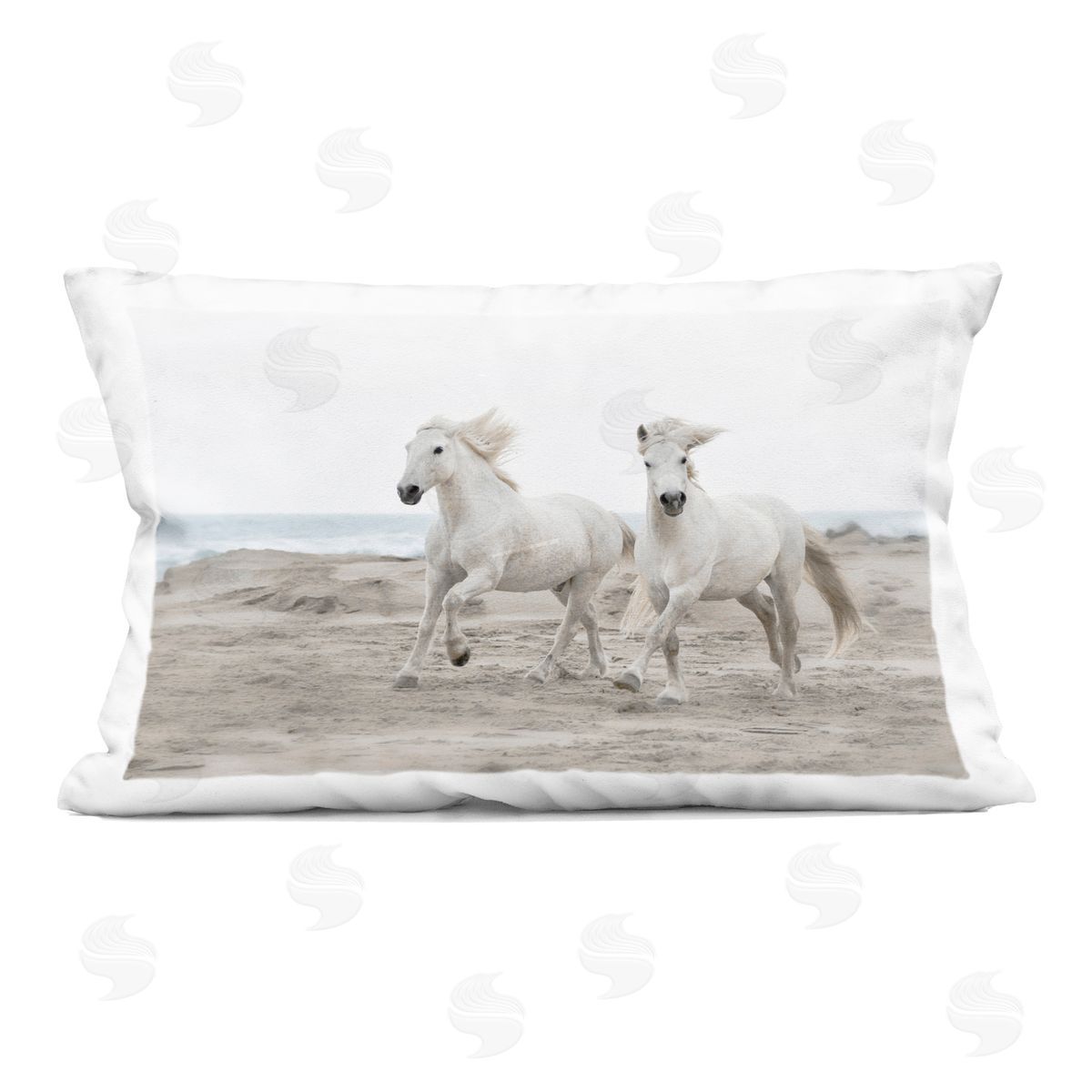 Danita Delimont Beach Running Horses Indoor Printed Pillow Art
