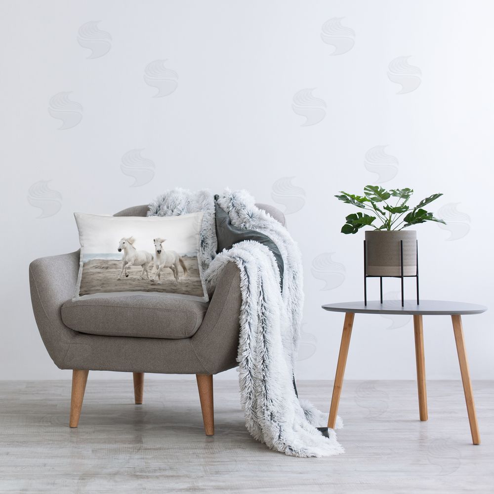 Danita Delimont Beach Running Horses Indoor Rectangular Pillow on Chair