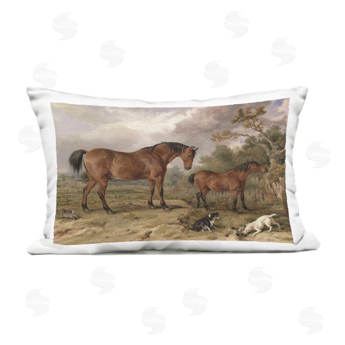 Corinne Haig Wild Dogs & Horses Traditional Outdoor Printed Pillow