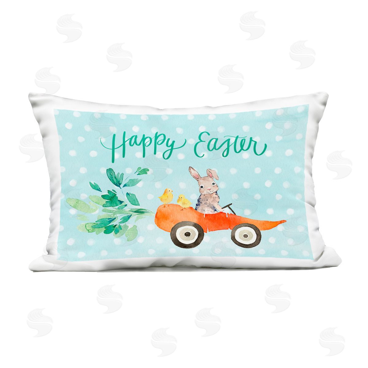 Heather Lee Chan Easter Carrot Car Bunny Outdoor Printed Throw Pillow