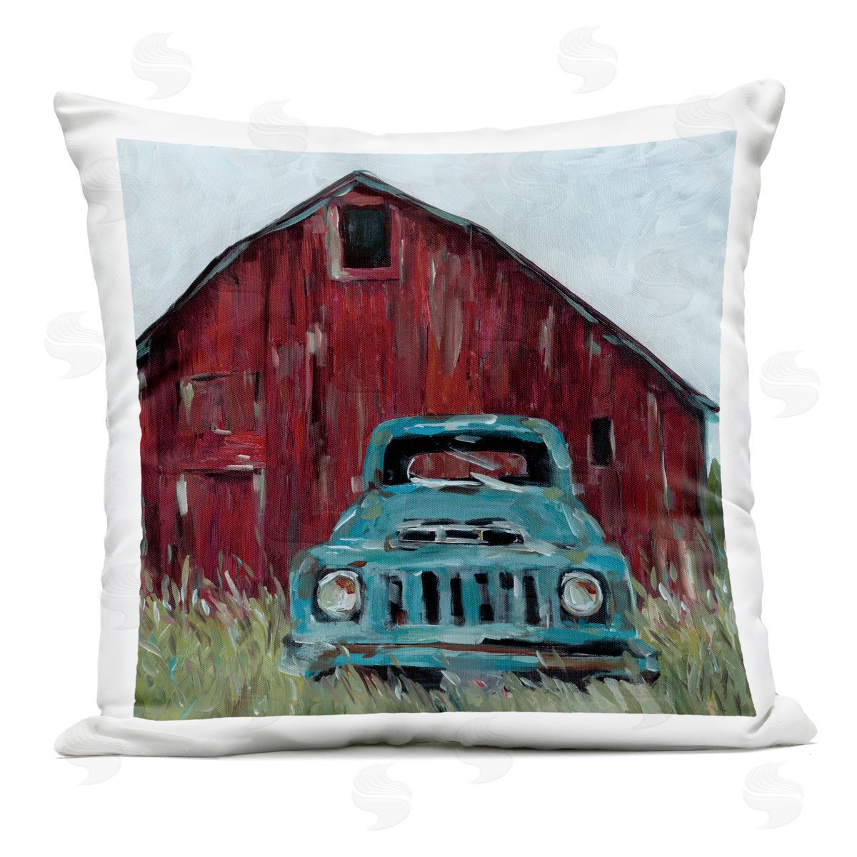 Wani Pasion Turquoise Pickup Truck Plush Polyester Art Print Pillow