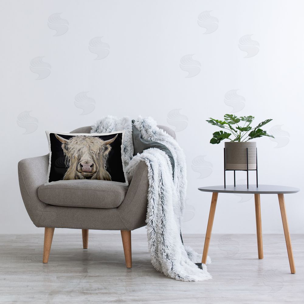 Lee Keller Calvin the Highland Cattle Printed Indoor Throw Pillow in Room
