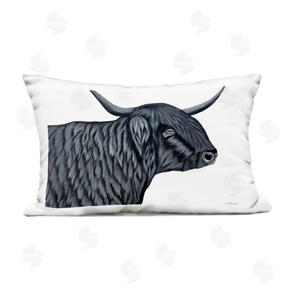 Ashley Justice Filmore Black Bull Portrait Outdoor Printed Throw Pillow