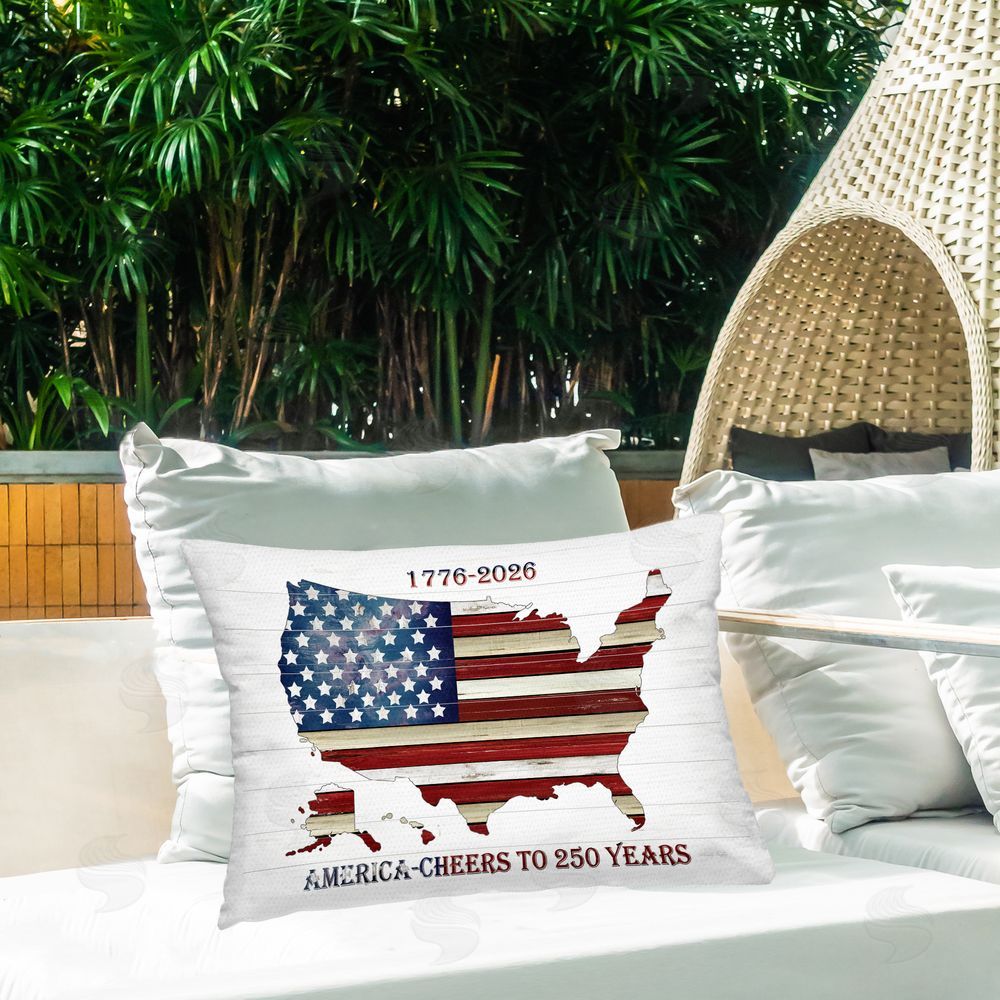 Cindy Jacobs America 250 Year Celebration Outdoor Printed Throw Pillow on Patio
