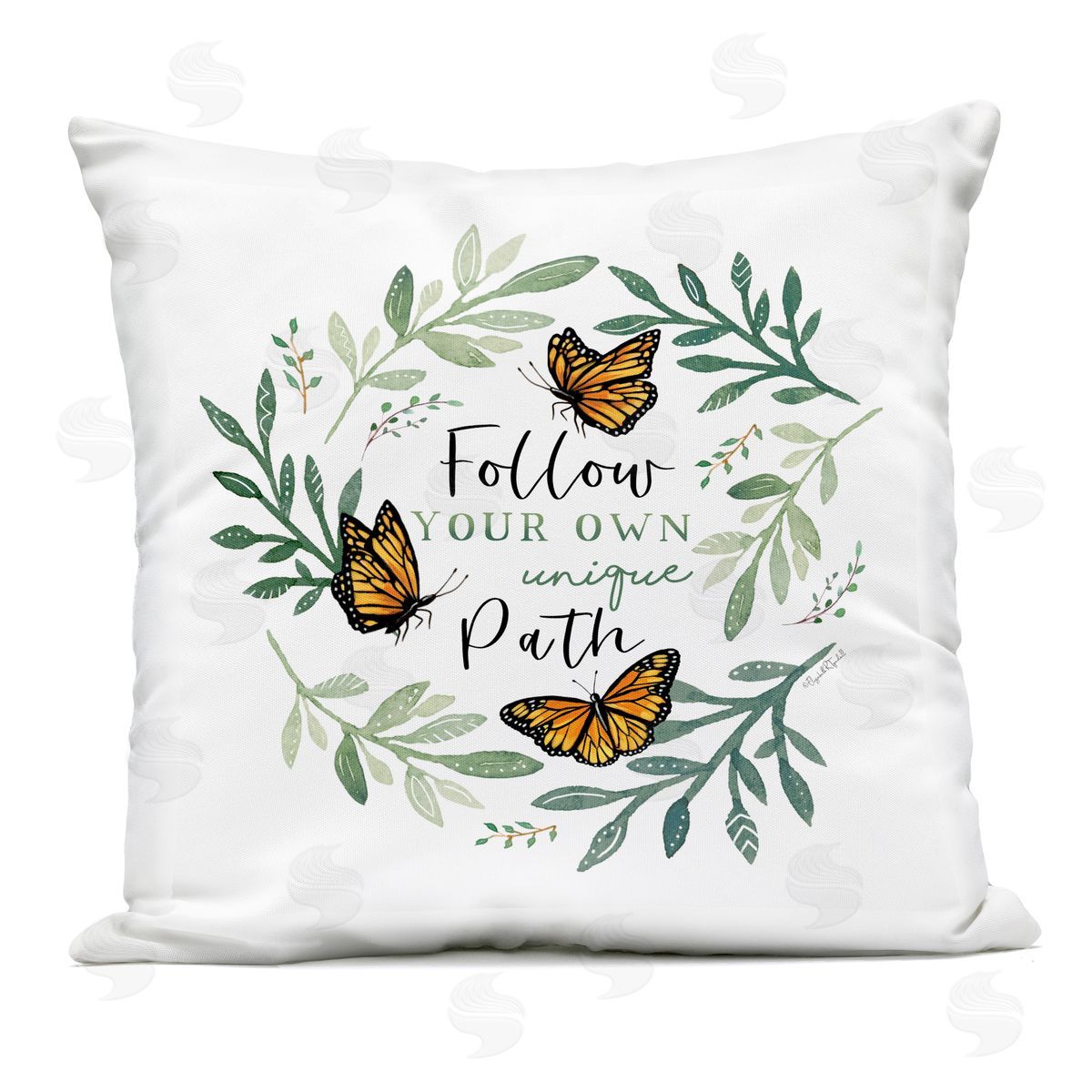 Elizabeth Tyndall Follow Unique Path Butterflies Outdoor Printed Throw Pillow
