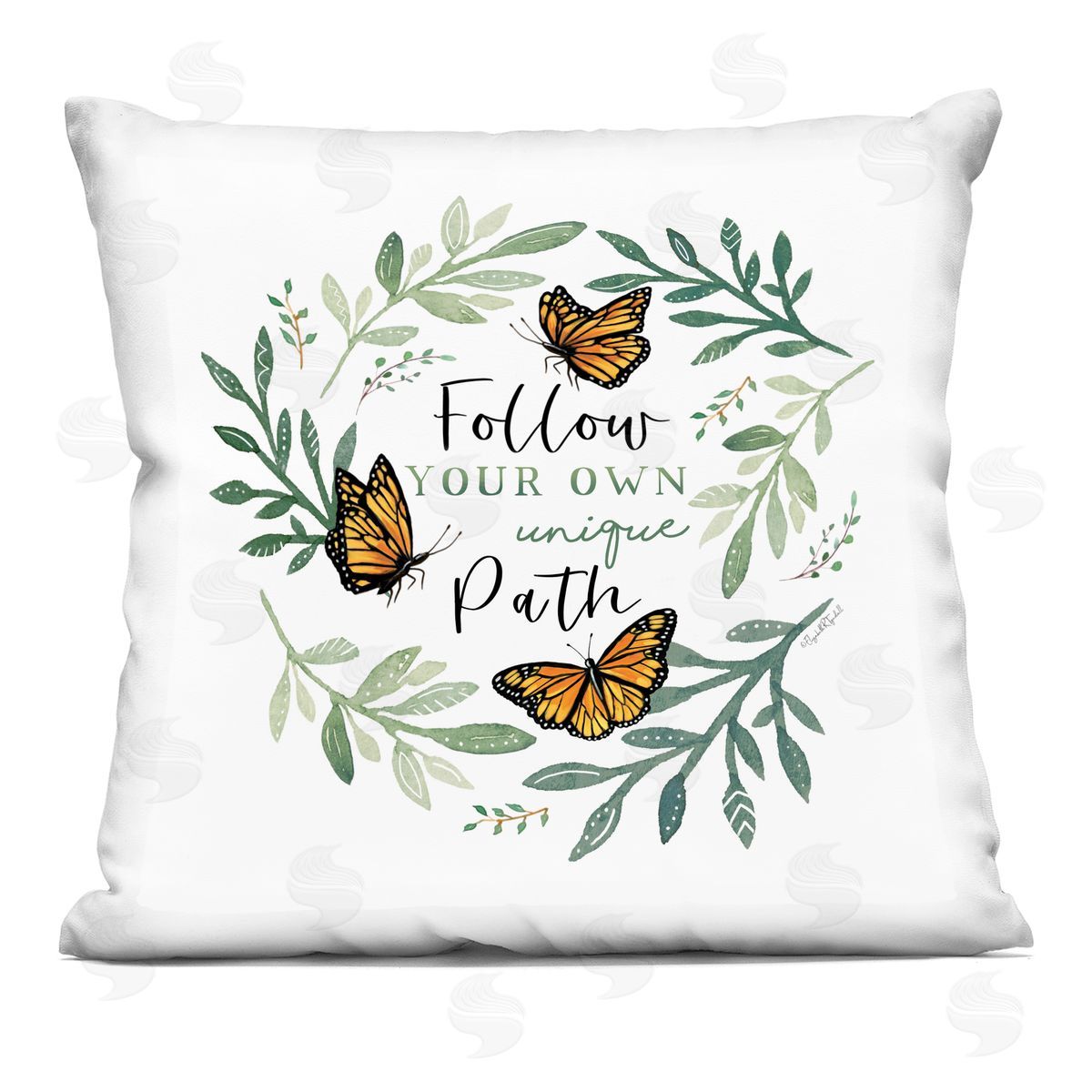 Elizabeth Tyndall Follow Unique Path Butterflies Indoor Printed Throw Pillow