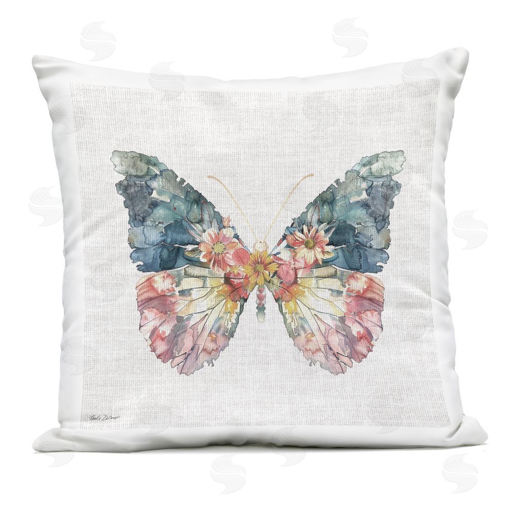 Nicole DeCamp Floral Flight Butterfly Wings Outdoor Printed Throw Pillow