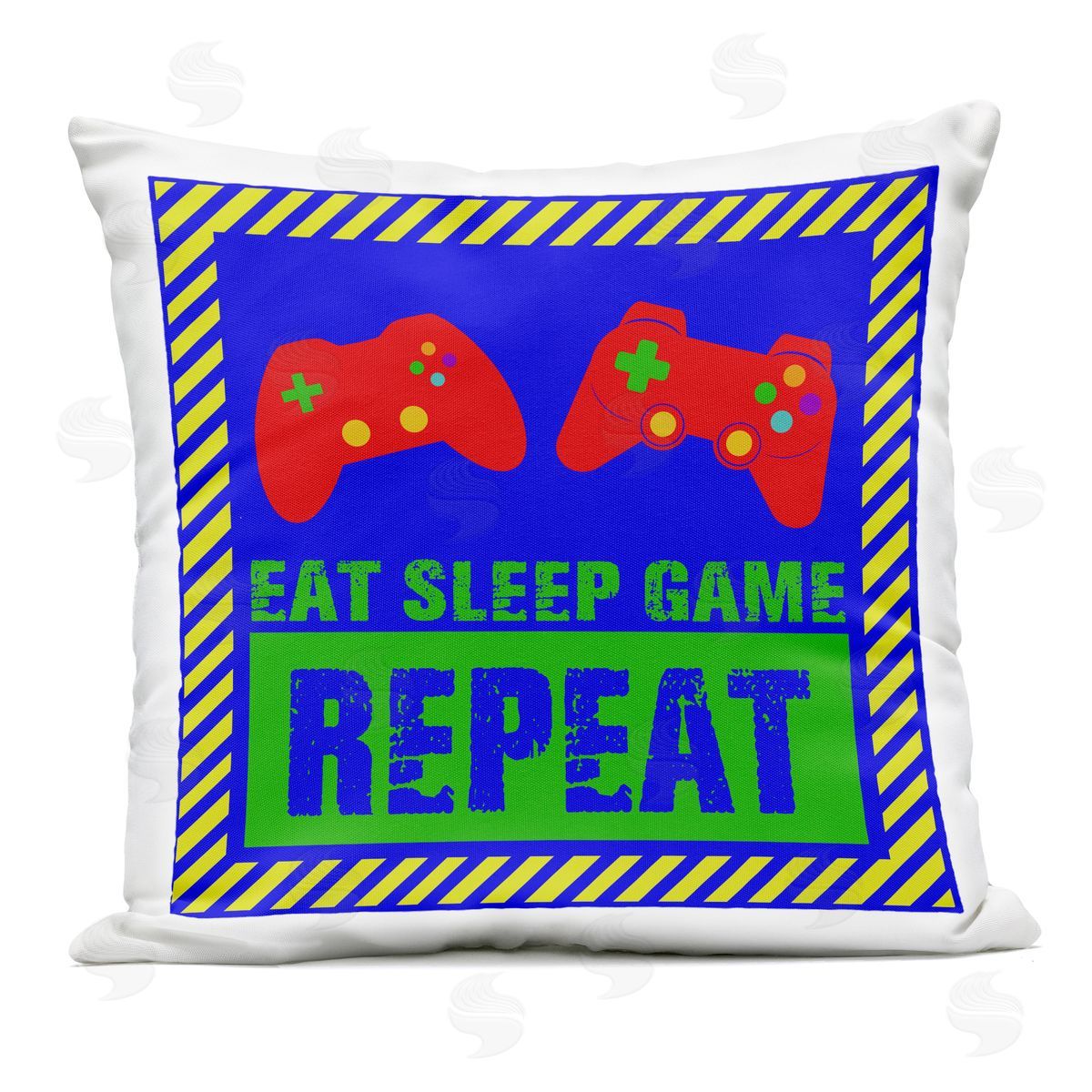 Marcus Prime Vibrant Eat Sleep Game Repeat Outdoor Printed Throw Pillow
