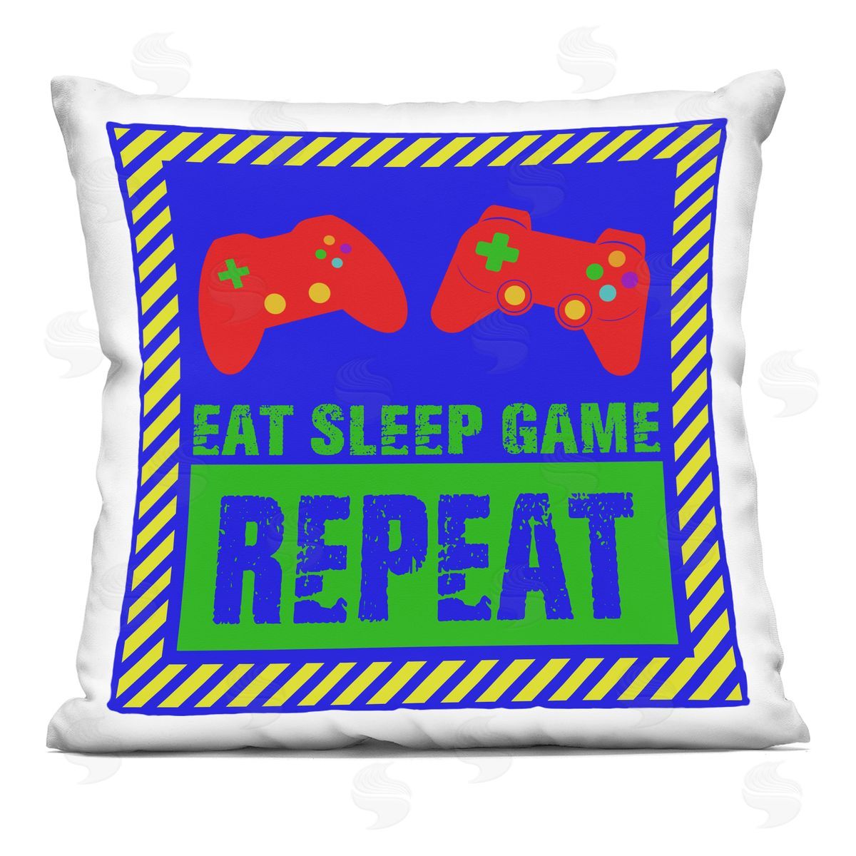 Marcus Prime Vibrant Eat Sleep Game Repeat Indoor Printed Throw Pillow