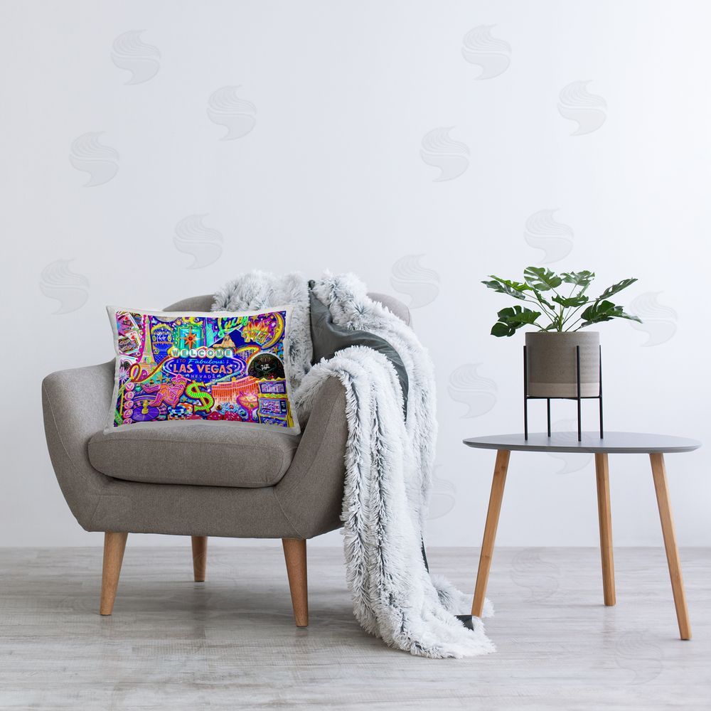 Jess Stempel Fabulous Las Vegas Fun Printed Indoor Throw Pillow in Room