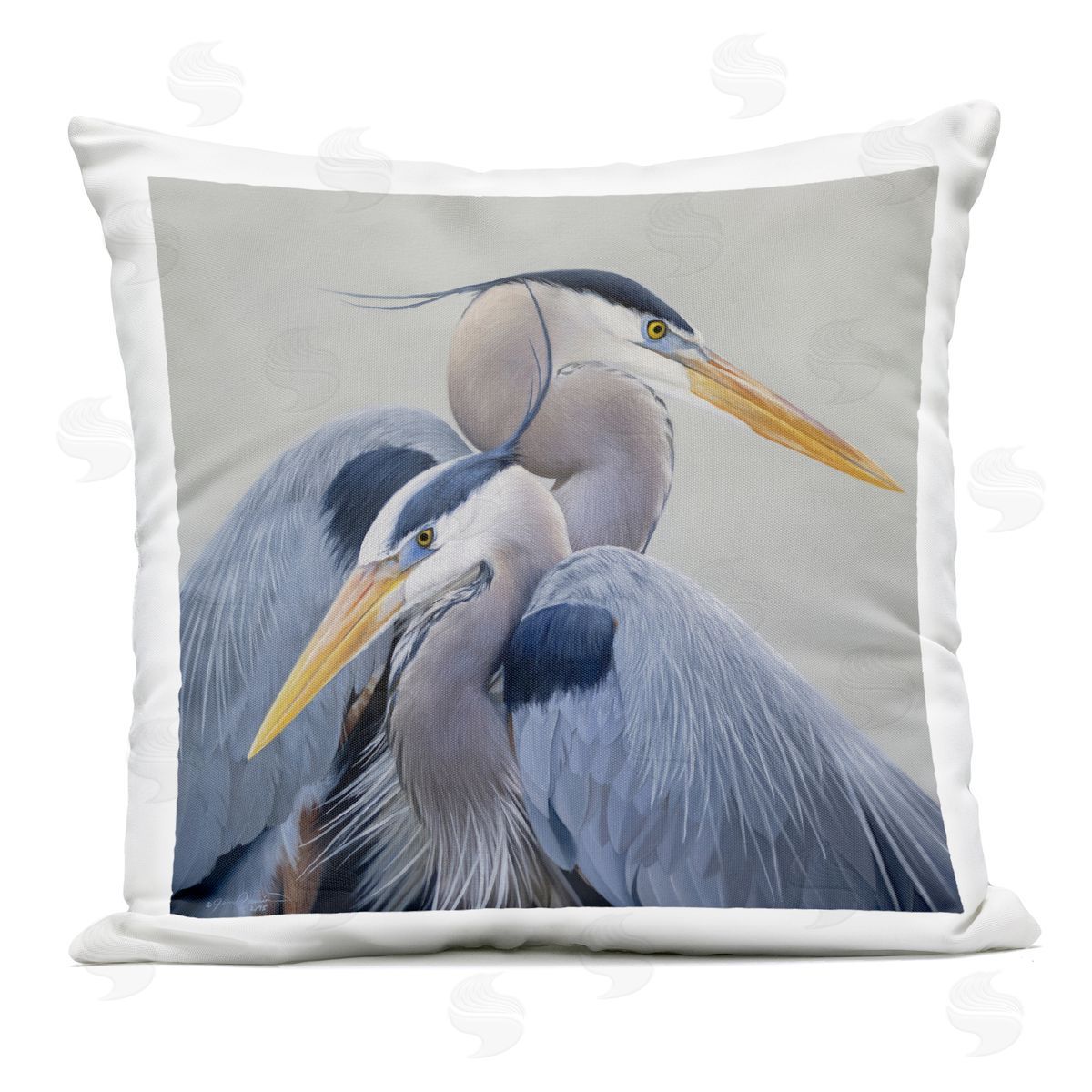 James Corwin Elegant Heron Twins Outdoor Printed Throw Pillow