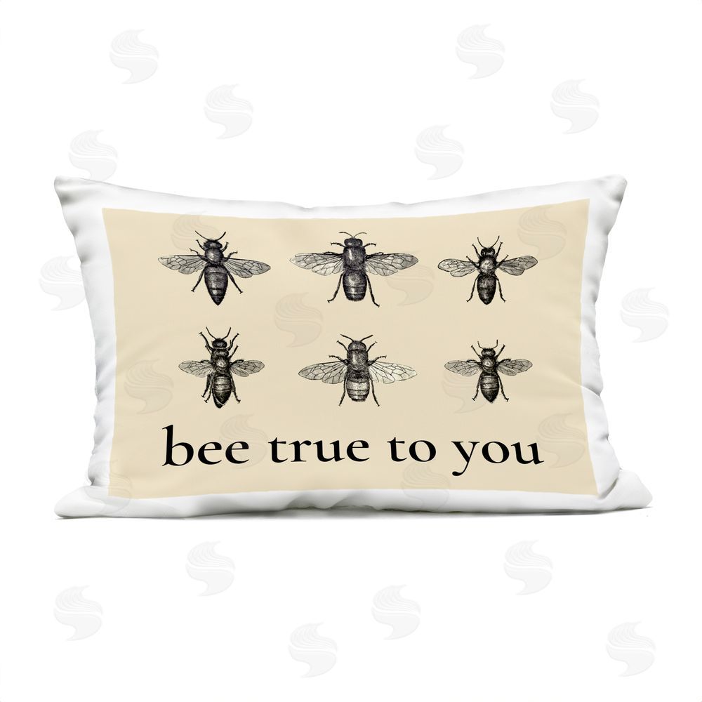 Lettered and Lined Bee True To You Inspiration Outdoor Rectugular Printed Throw Pillow