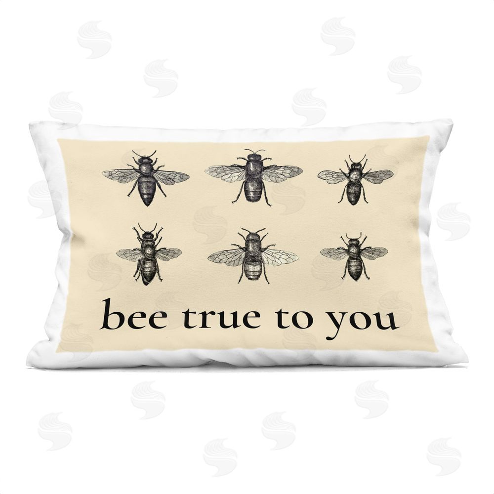 Lettered and Lined Bee True To You Inspiration Rectugular Printed Throw Pillow