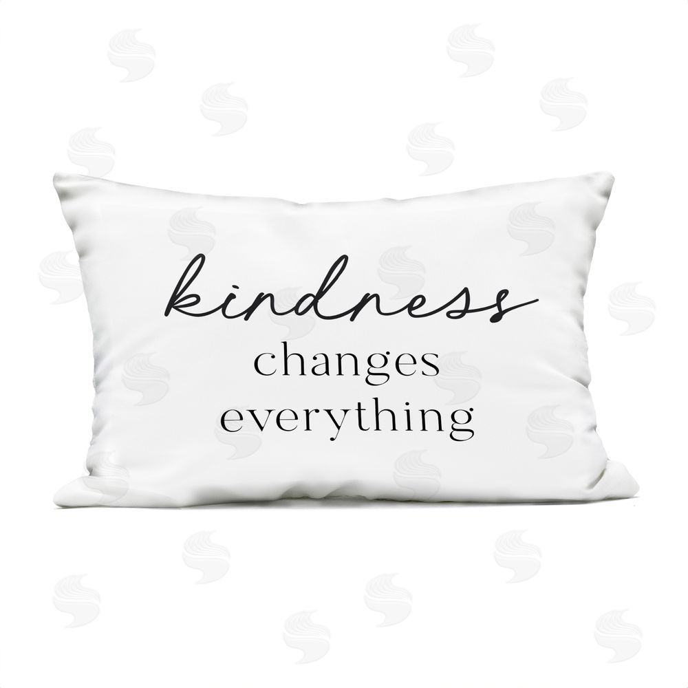 Lettered and Lined Kindness Changes Everything Outdoor Rectugular Printed Throw Pillow