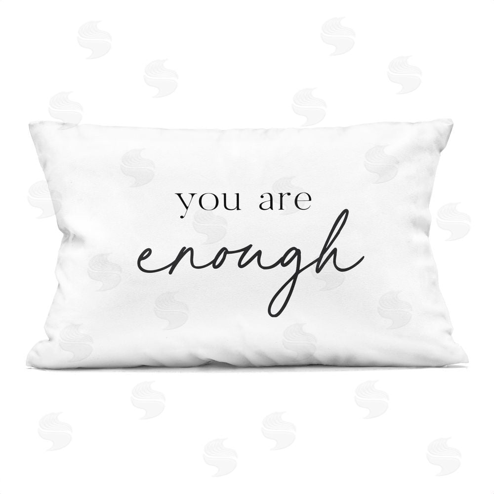 Lettered and Lined You Are Enough Sentiment Rectugular Printed Throw Pillow