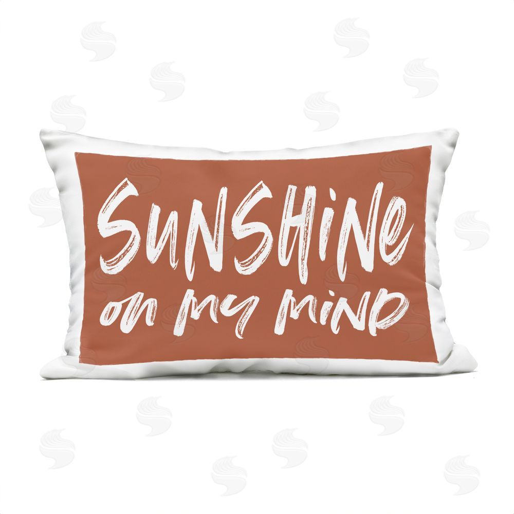Lettered and Lined Sunshine State Of Mind Brown Outdoor Rectugular Printed Throw Pillow
