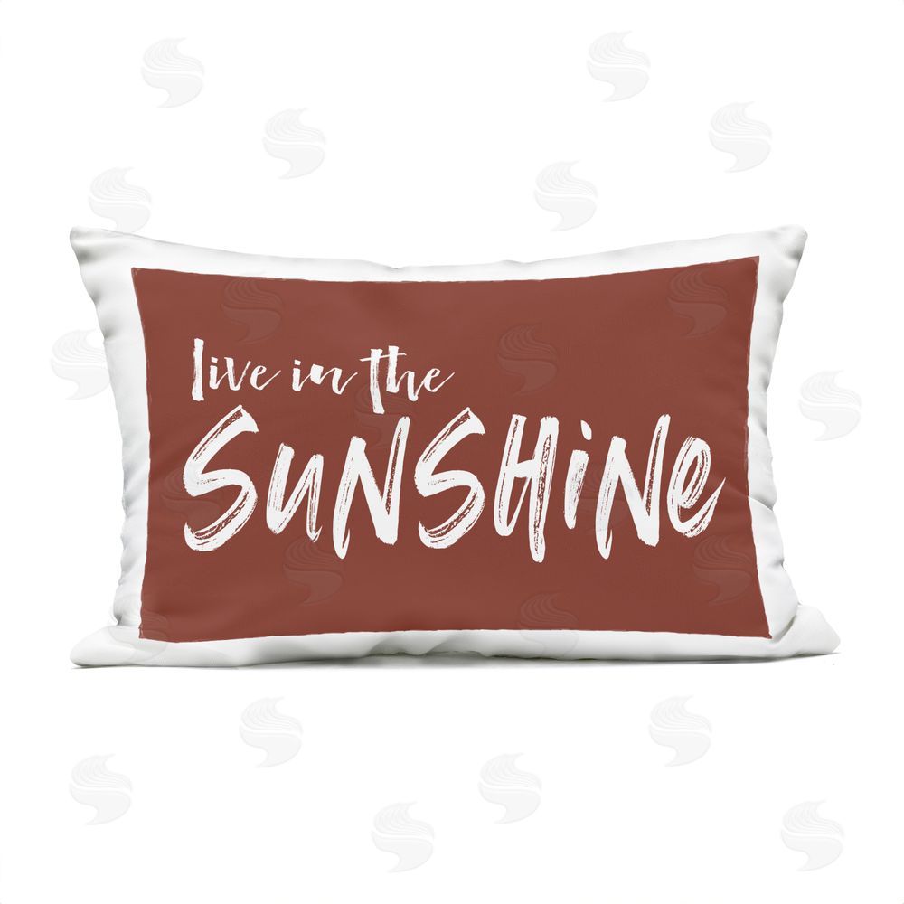 Lettered and Lined Live In The Sunshine Brown Outdoor Rectugular Printed Throw Pillow