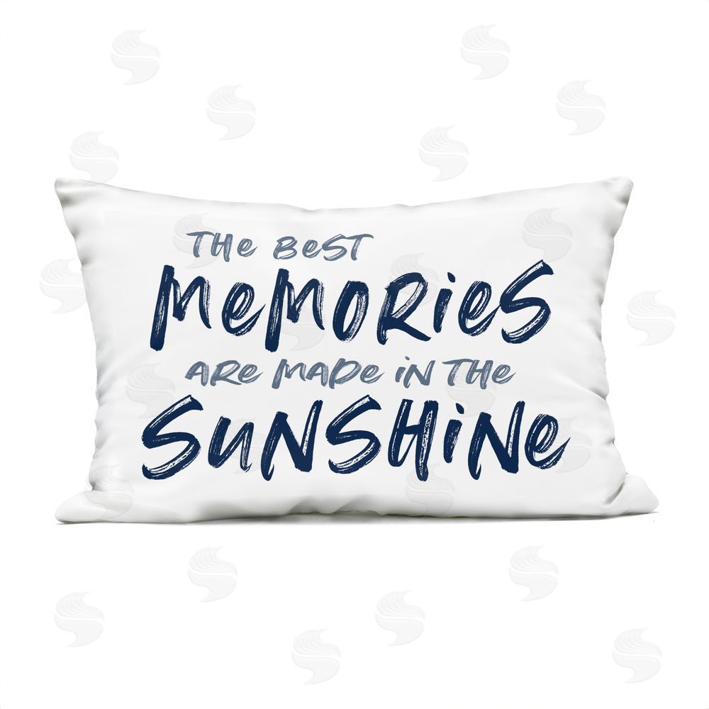 Lettered and Lined Memories Made In Sunshine Outdoor Rectugular Printed Throw Pillow