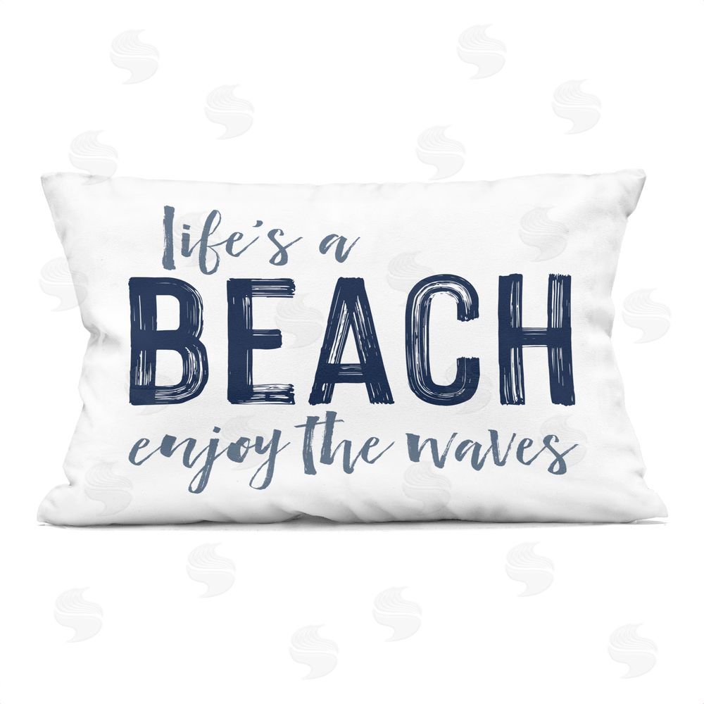 Lettered and Lined Summer Sentiment Enjoy Waves Rectugular Printed Throw Pillow
