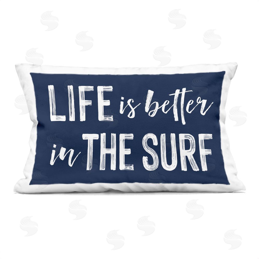 Lettered and Lined Life Better In Surf Rectugular Printed Throw Pillow
