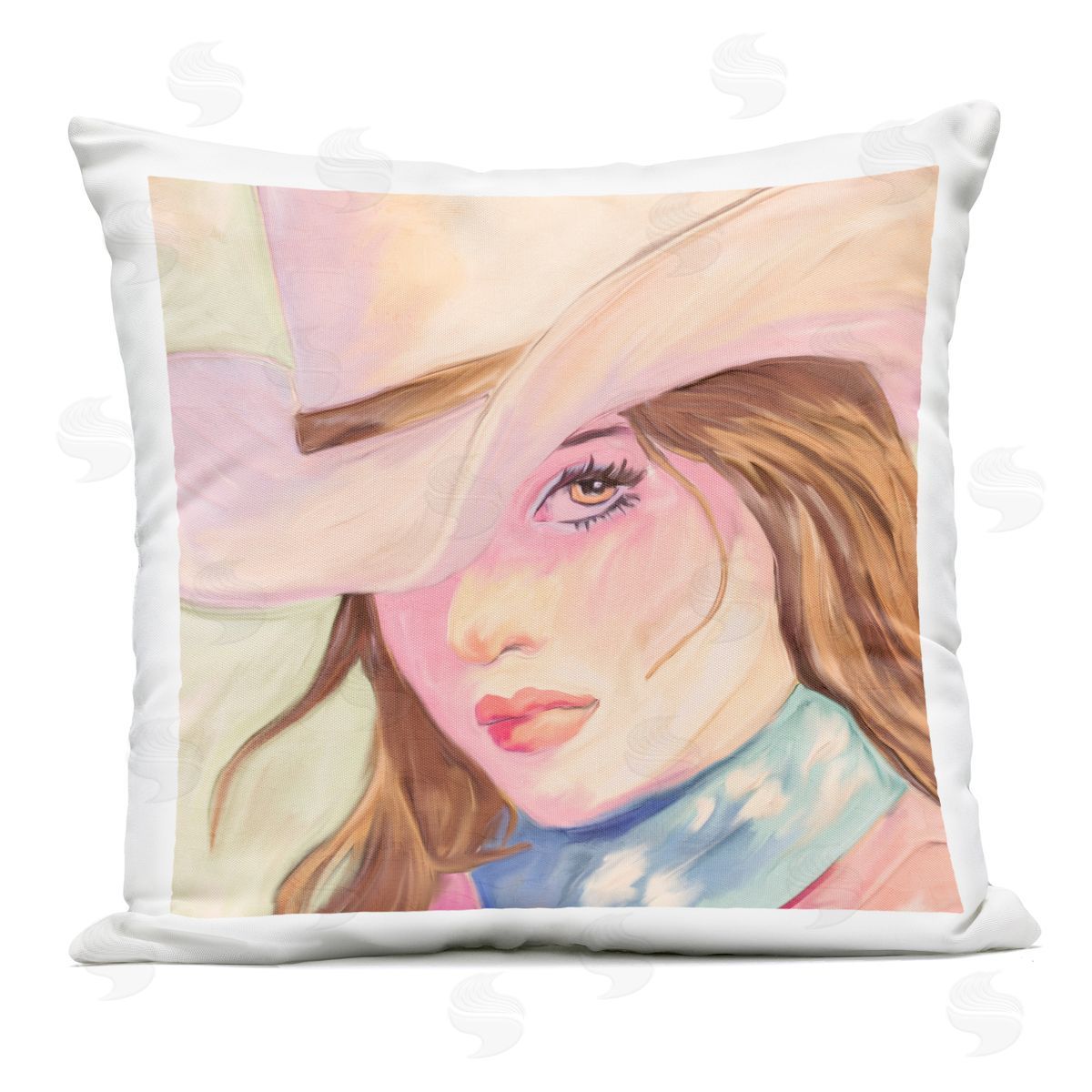 Kim Allen Pastel Cowgirl Brunette Outdoor Square Printed Throw Pillow