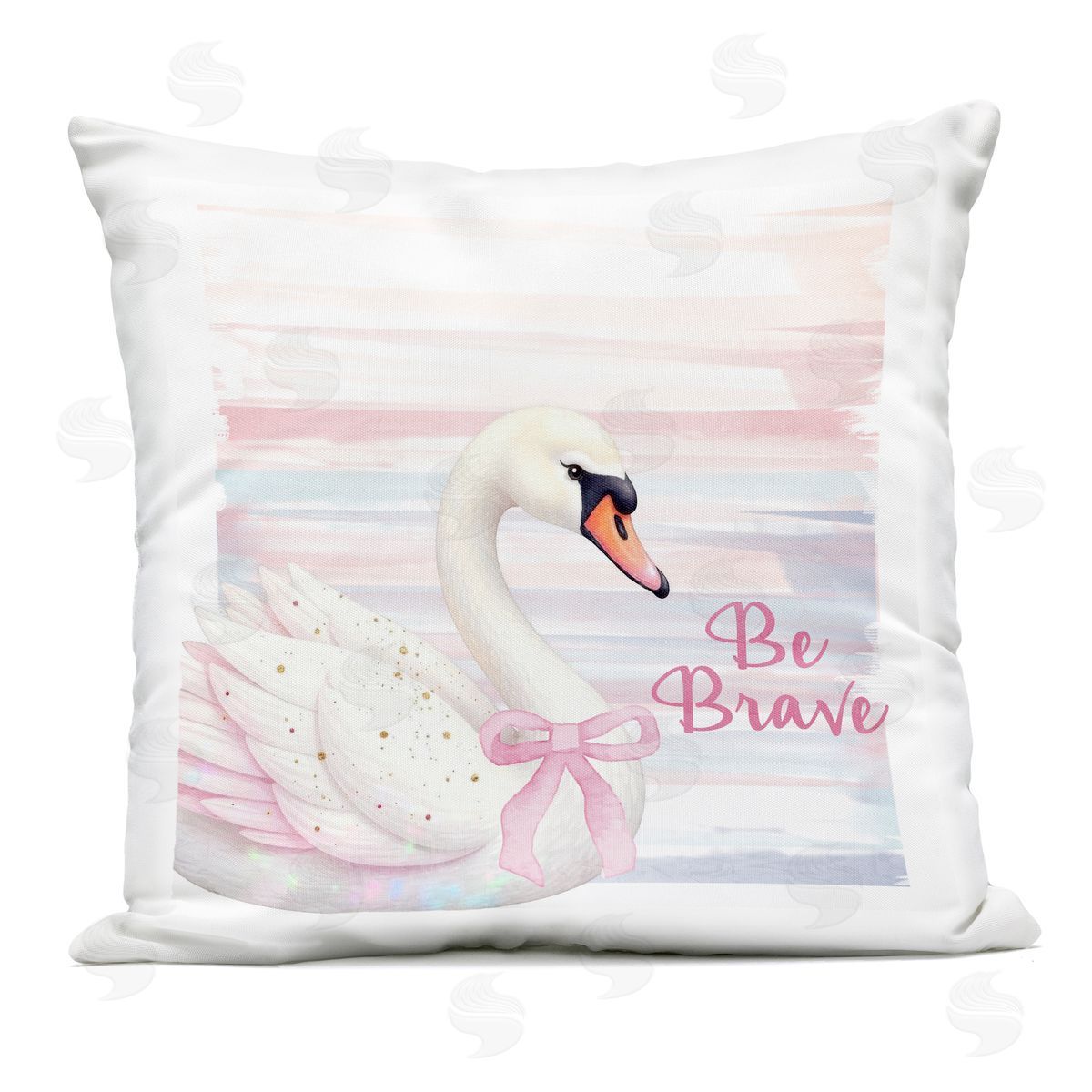 Kim Allen Be Brave Pastel Swan Outdoor Square Printed Throw Pillow