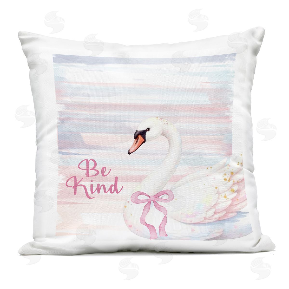 Kim Allen Be Kind Pastel Swan Outdoor Square Printed Throw Pillow