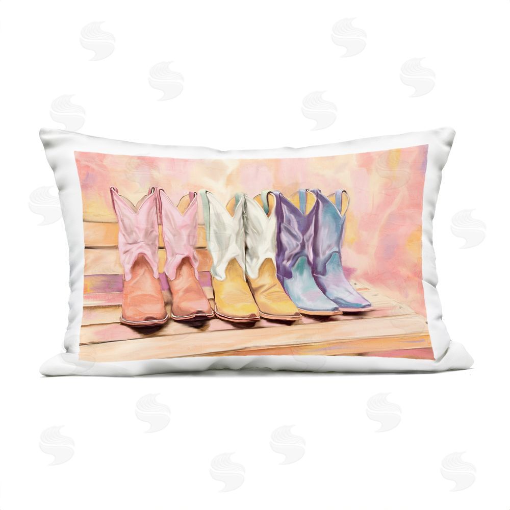 Kim Allen Painted Boots Trio Outdoor Rectugular Printed Throw Pillow