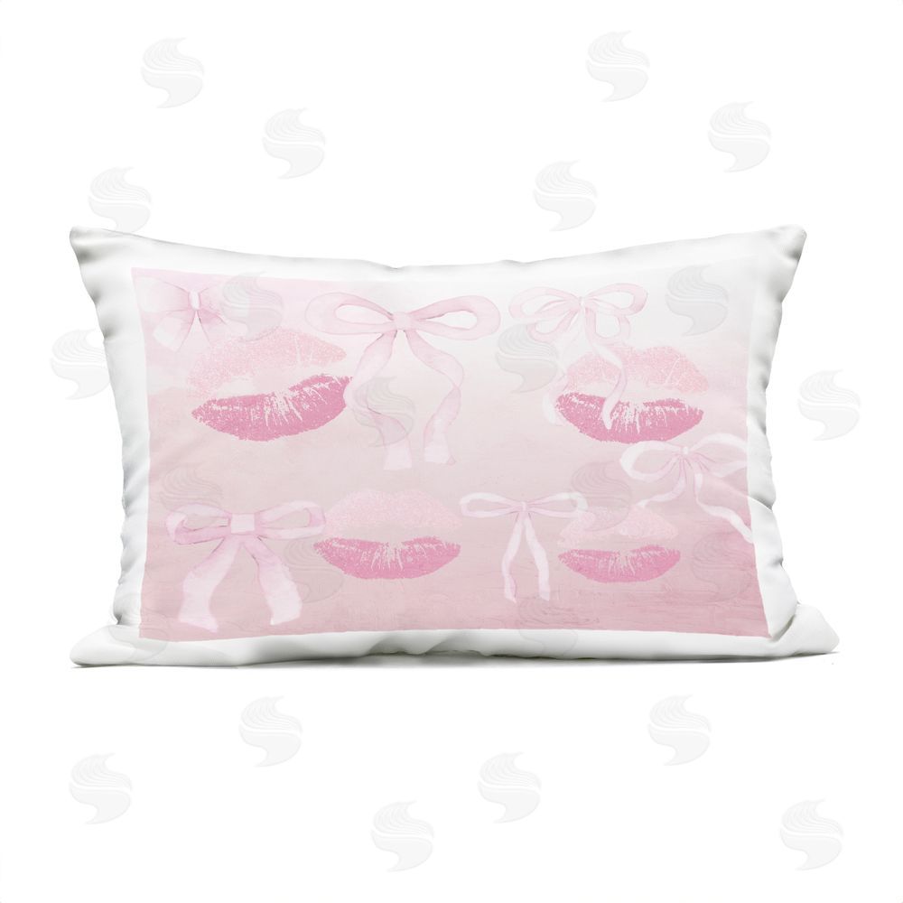 Kim Allen Dreamy Bows & Lips Outdoor Rectugular Printed Throw Pillow