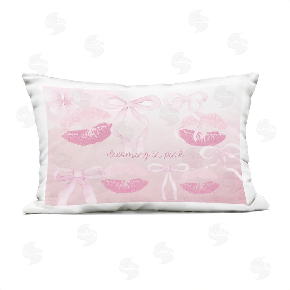 Kim Allen Dreaming In Pink Outdoor Rectugular Printed Throw Pillow