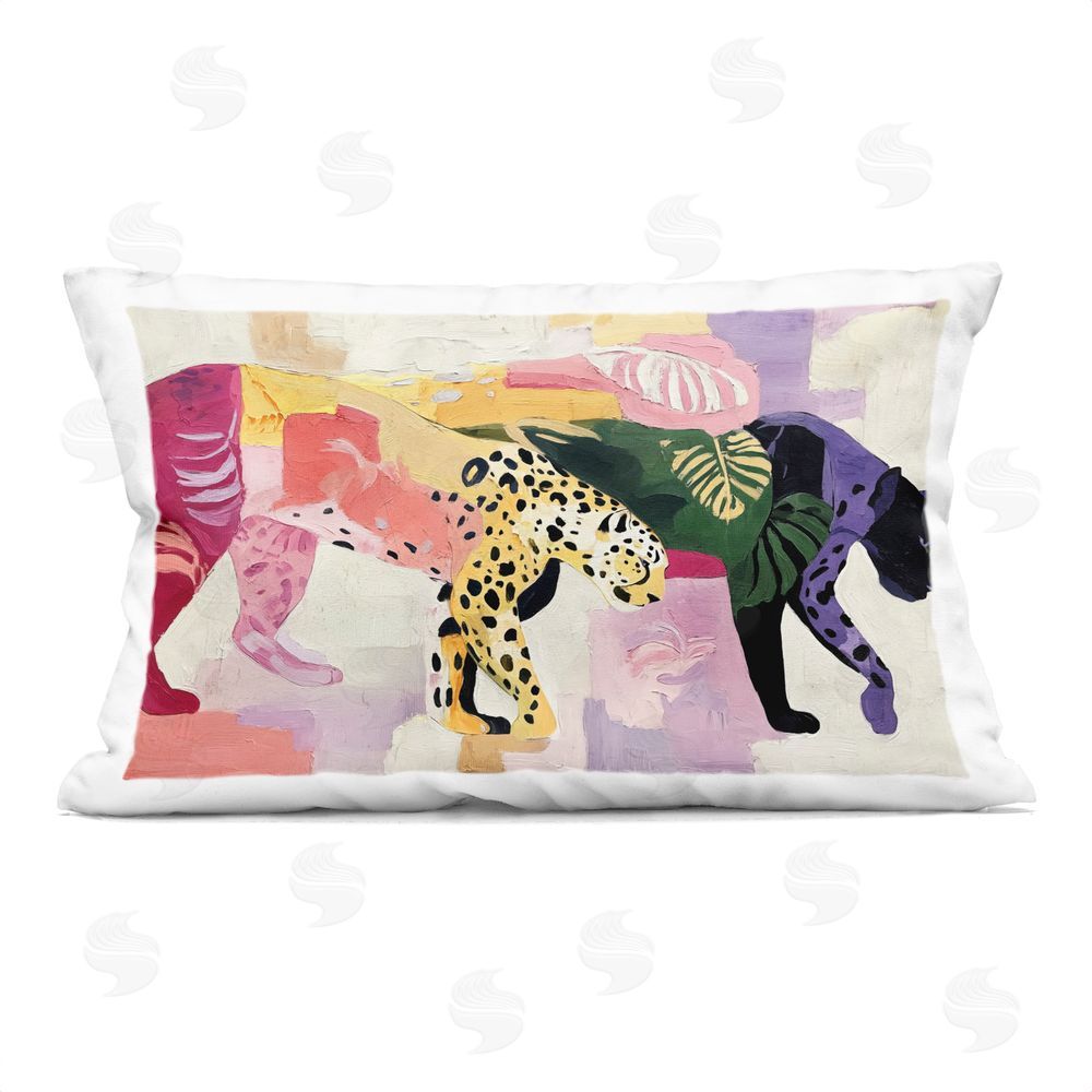 Annabelle Hall Candy Cats Tropical Wildlife Rectugular Printed Throw Pillow