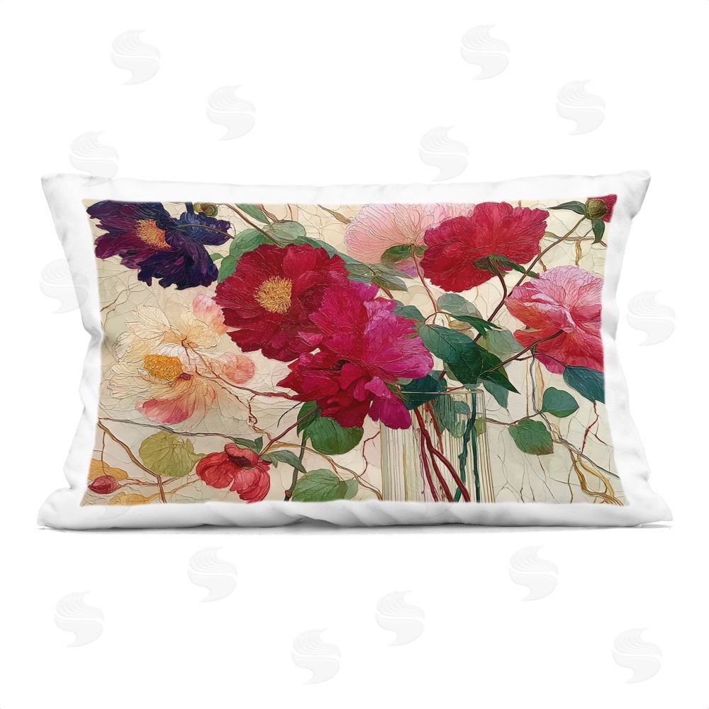 Annabelle Hall Haiku Flower Vase Rectugular Printed Throw Pillow