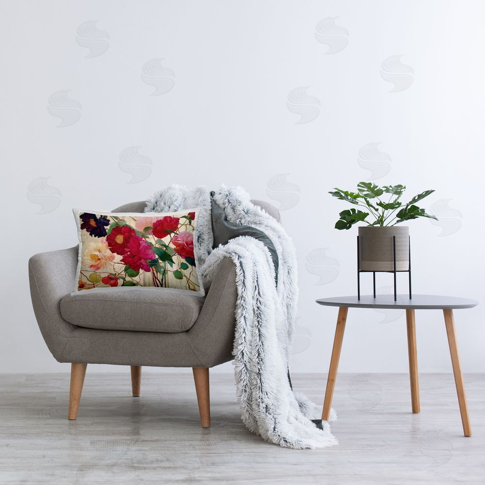 Annabelle Hall Haiku Flower Vase Rectugular Printed Throw Pillow on Chair