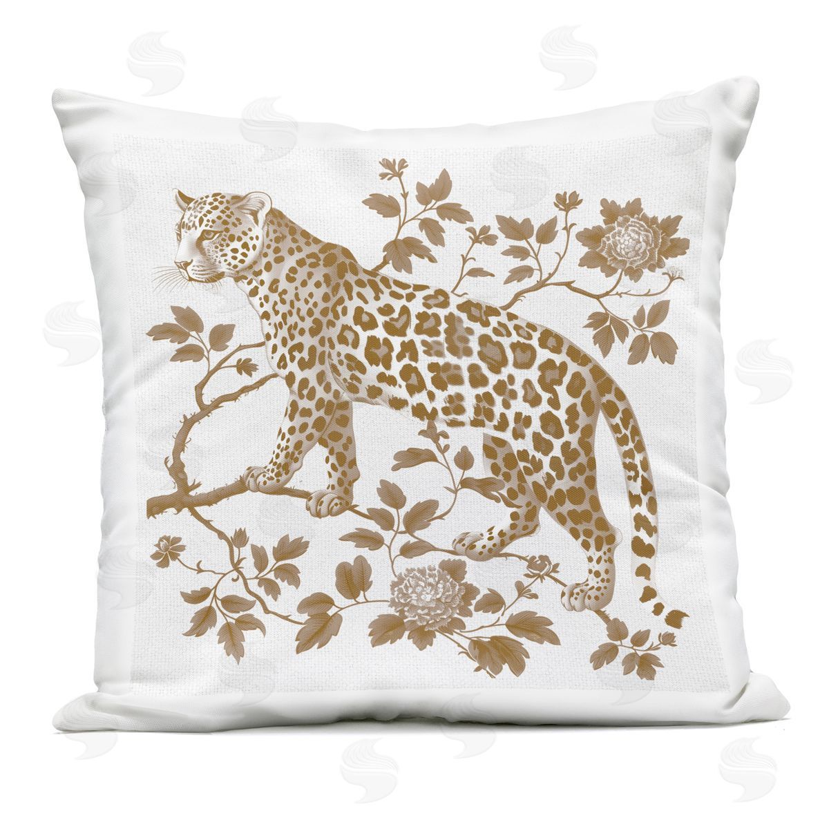Lettered and Lined Earthy Details Vintage Leopard Outdoor Square Printed Throw Pillow