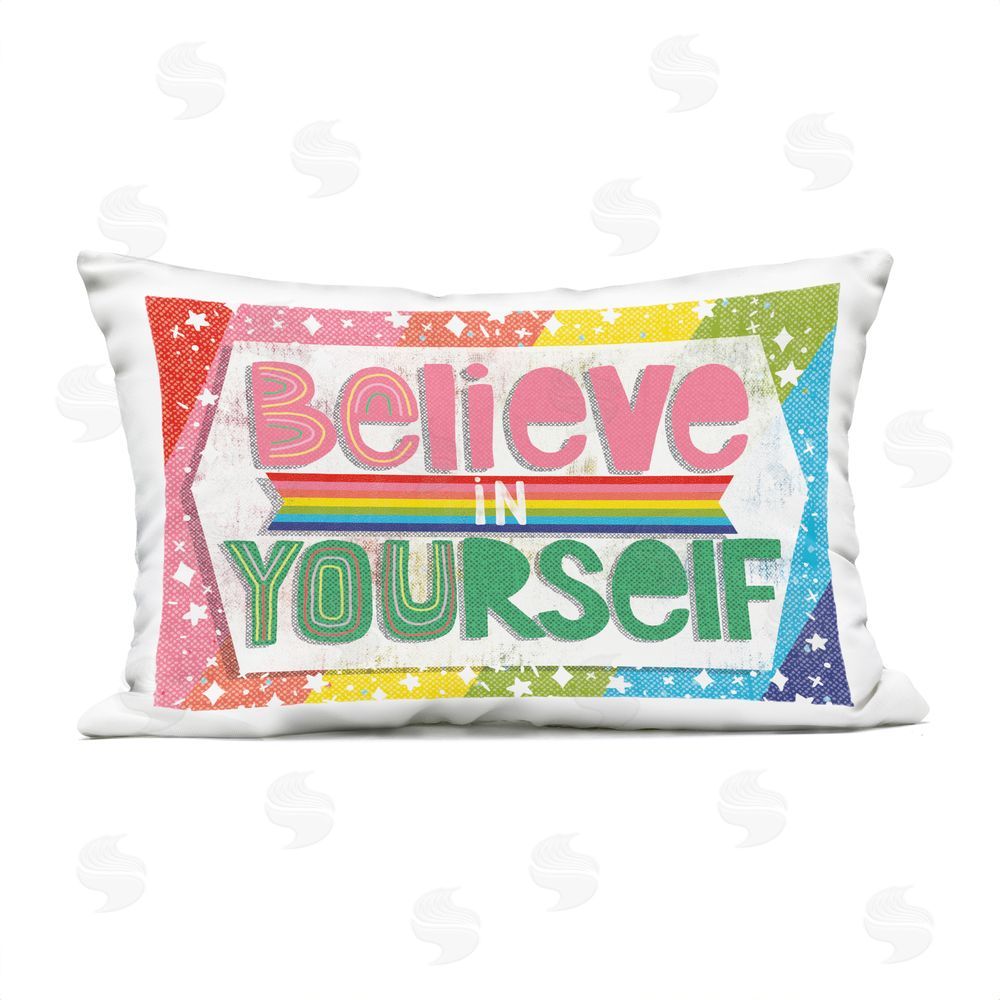 Jilly Jack Designs Believe In Yourself Rainbow Outdoor Printed Throw Pillow