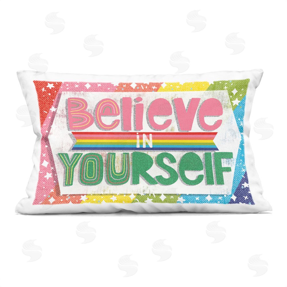 Jilly Jack Designs Believe In Yourself Rainbow Indoor Printed Throw Pillow