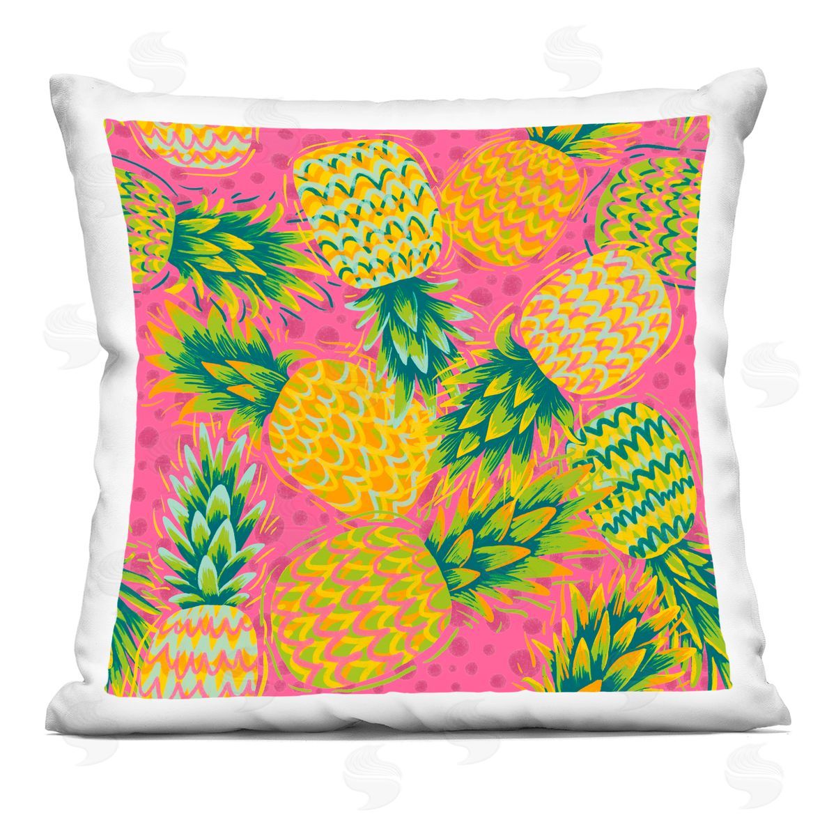 Jilly Jack Designs Tropical Pineapples on Purple Dots Plush Polyester Art Print Pillow