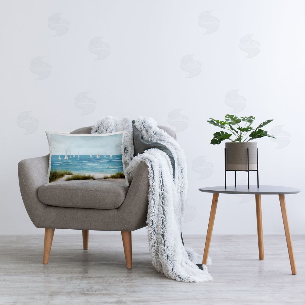 Lorenzo Collective Sail Away Boat Regatta Rectugular Printed Throw Pillow on Chair