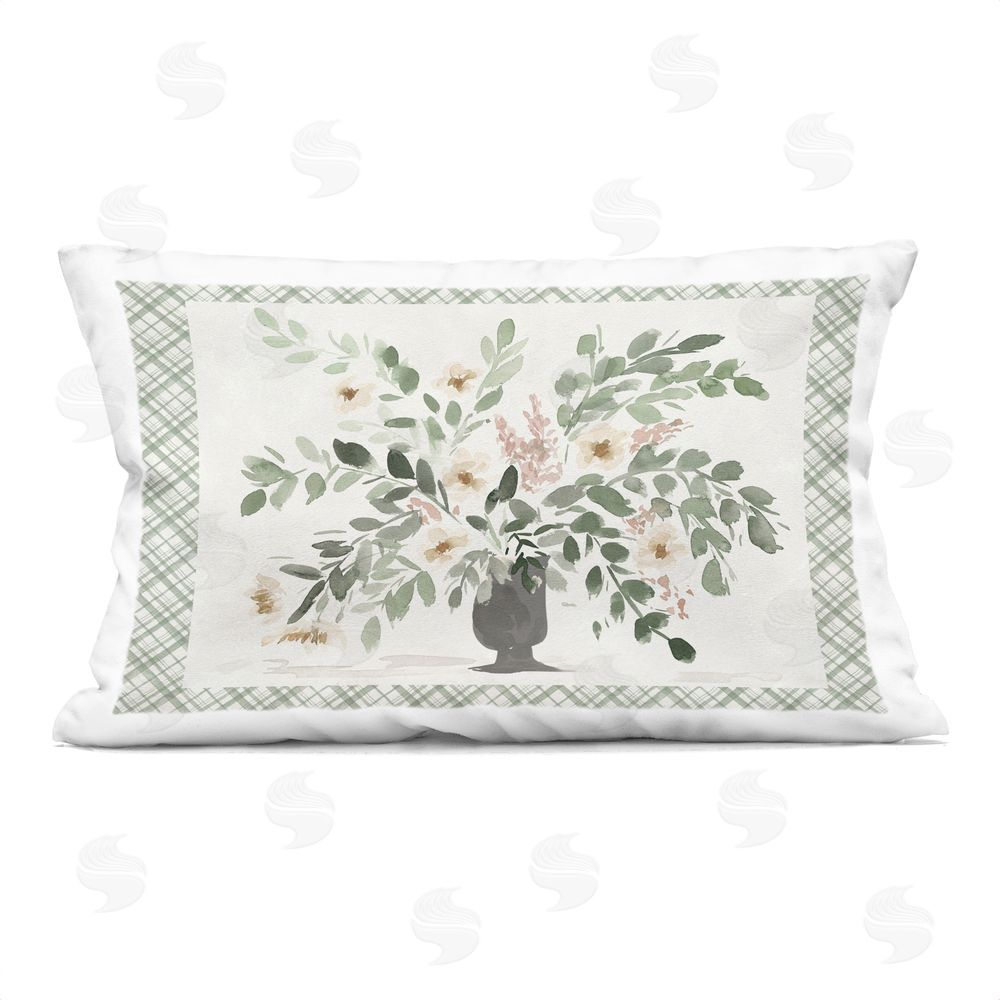 Lucille Price Plaid & Springtime Bouquet Rectugular Printed Throw Pillow