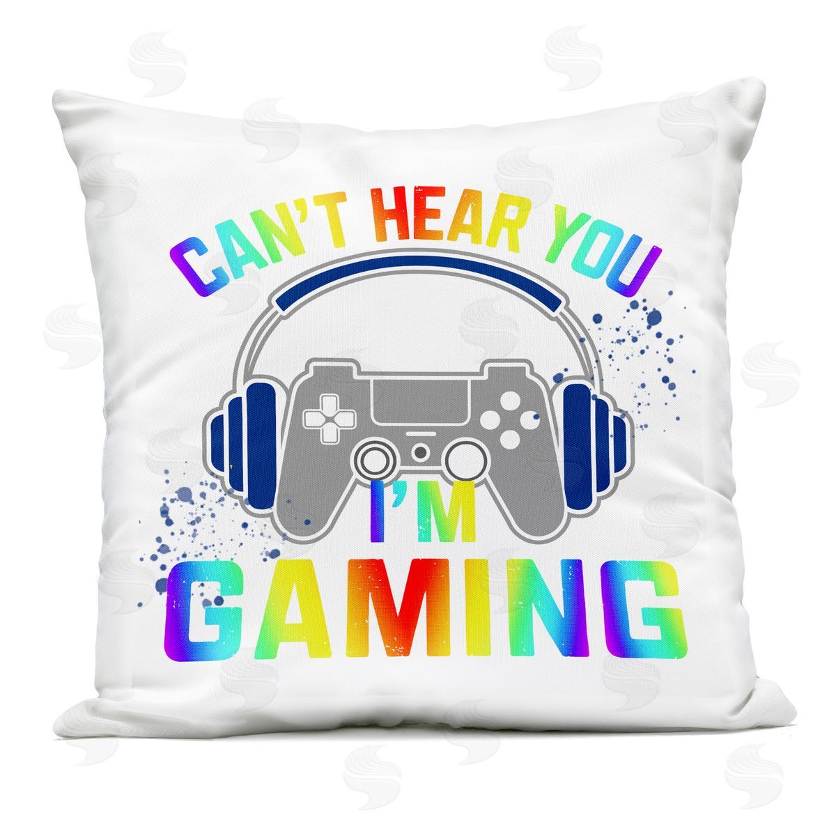 Kim Allen Rainbow Can't Hear You Gaming Outdoor Square Printed Throw Pillow