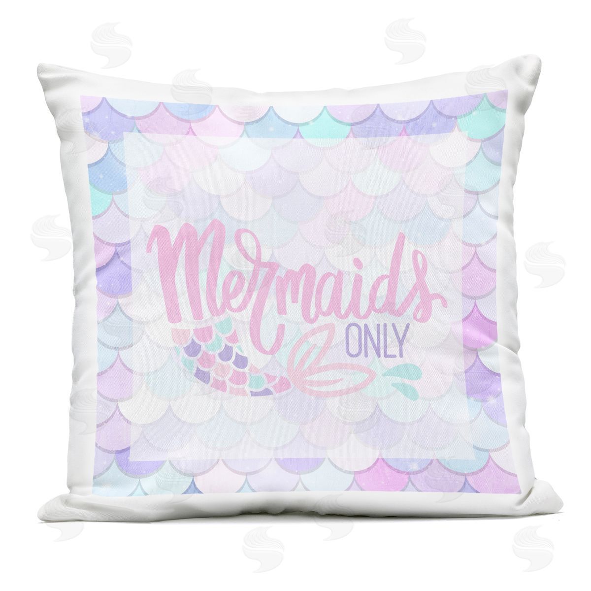 Kim Allen Pastel Mermaids Only Outdoor Square Printed Throw Pillow