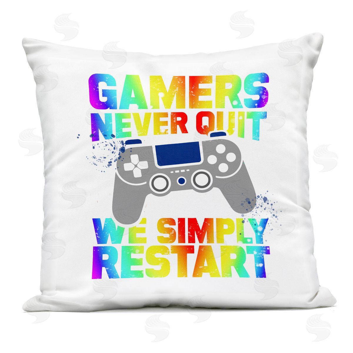 Kim Allen Rainbow Gamers Never Quit Outdoor Square Printed Throw Pillow