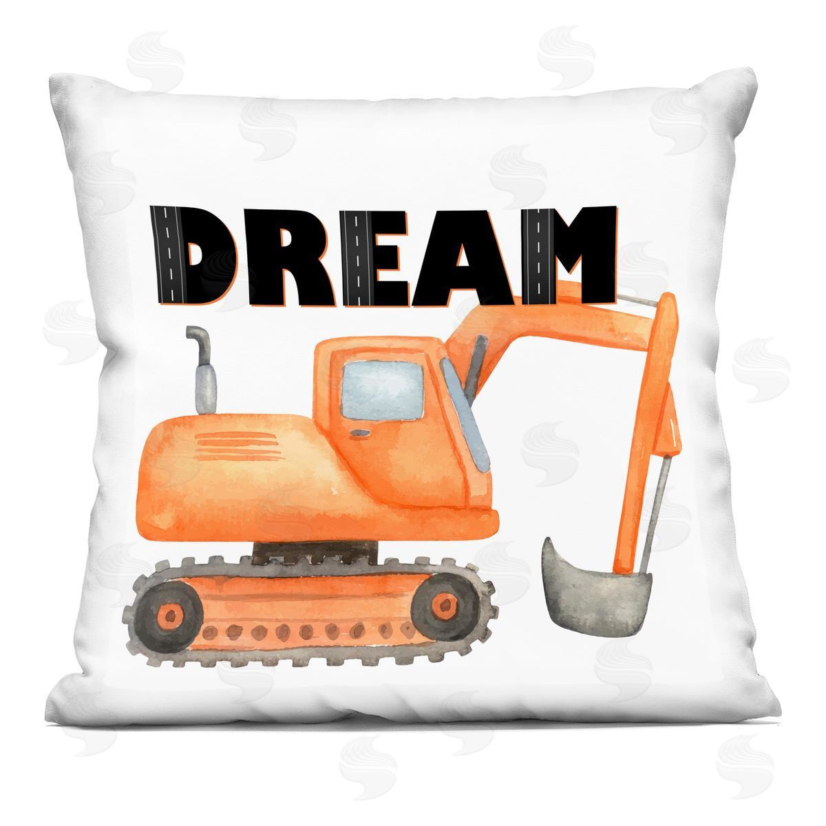 Kim Allen Dream with Orange Excavator Square Printed Throw Pillow
