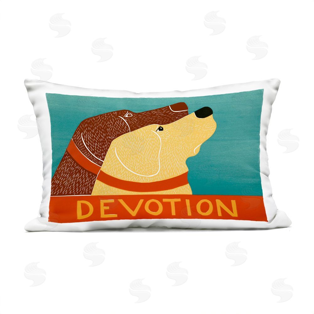 Stephen Huneck Devotion Dog Duo Outdoor Rectugular Printed Throw Pillow