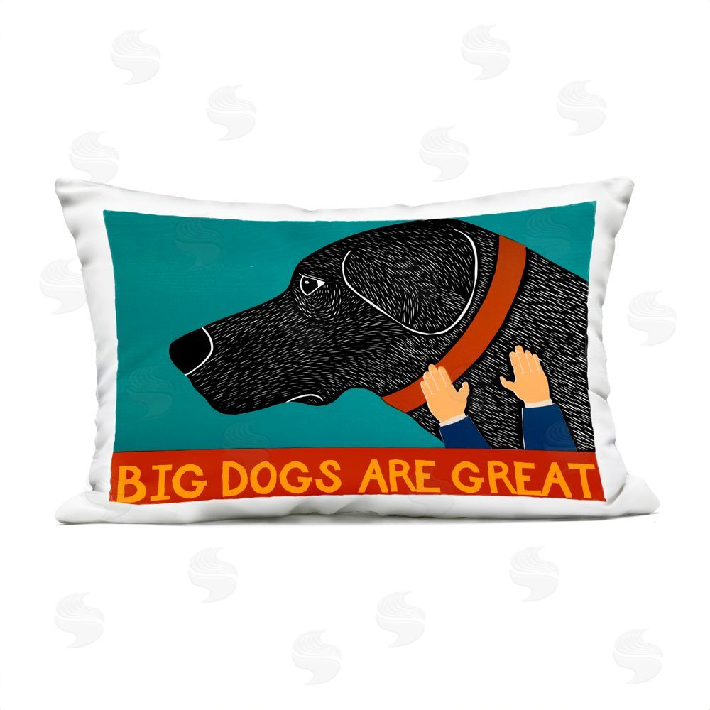 Stephen Huneck Big Dogs Are Great Outdoor Rectugular Printed Throw Pillow